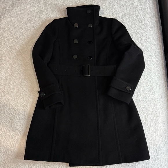 Babaton Black Double-Breasted Trench Coat Wool and Cashmere blend Large - Picture 16 of 16